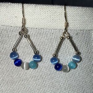Elegant Silver and Blue Beaded Earrings